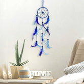 Handmade premium metal dreamcatcher with natural beads and feathers for wall art, showcasing traditional Native American culture